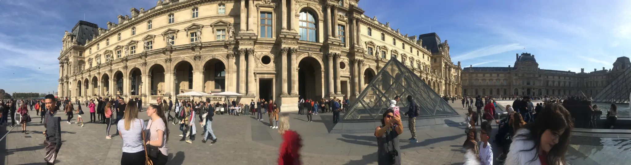 Panoramic of the Louvre in Paris, France.