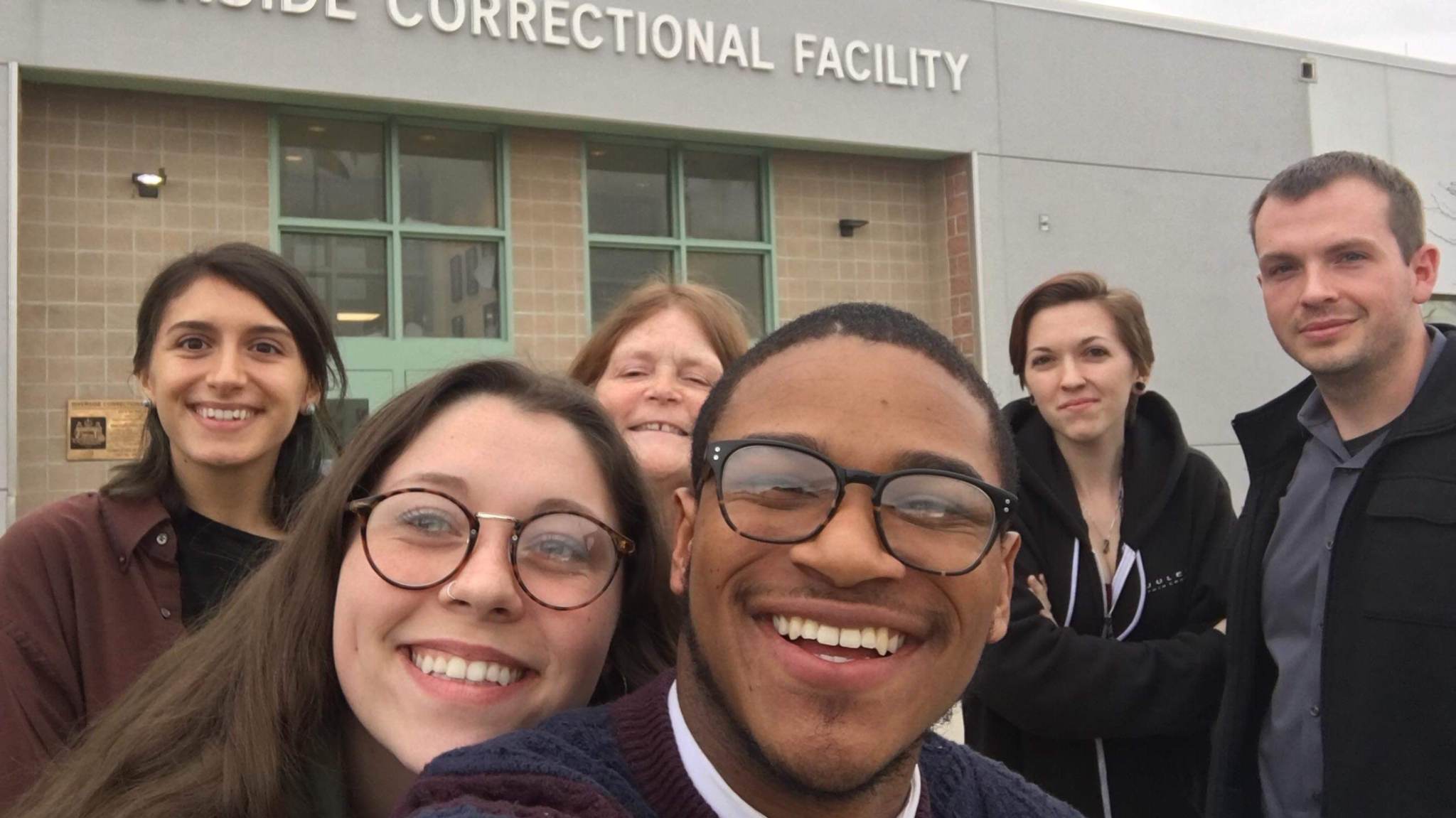 Students in the Inside Out course visit the Riverside Correctional Facility.