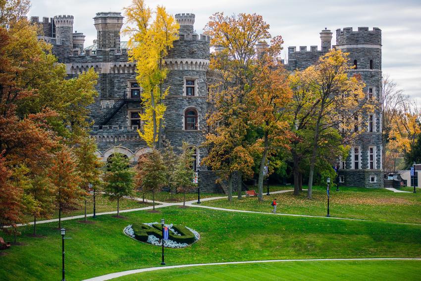 Grey Towers Castle in autumn.