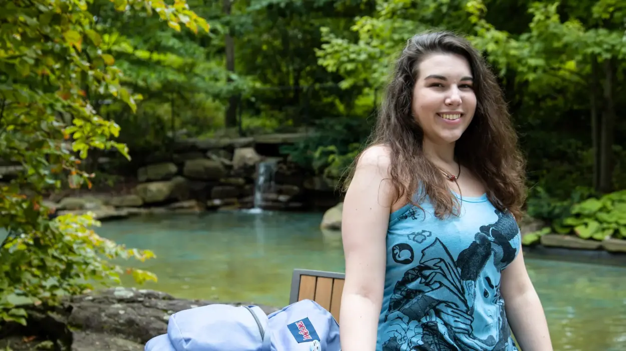 Sociology major Caitlin Joyce at Easton Pond