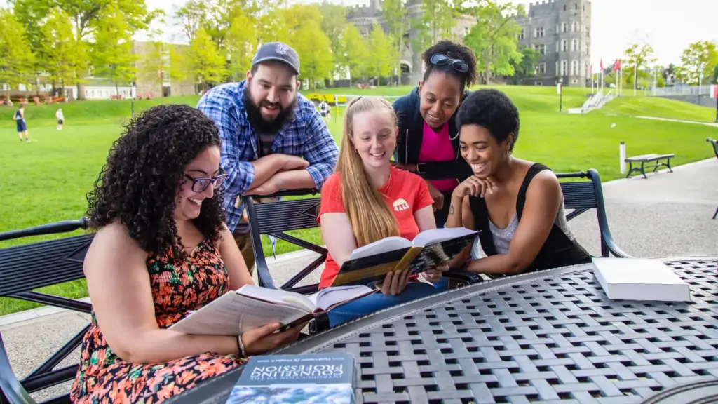 Students discuss what they're reading at Haber Green.