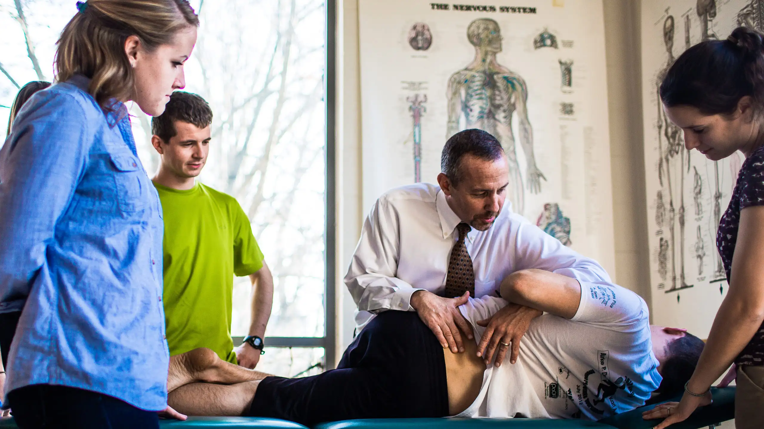 Physical therapy demonstration.