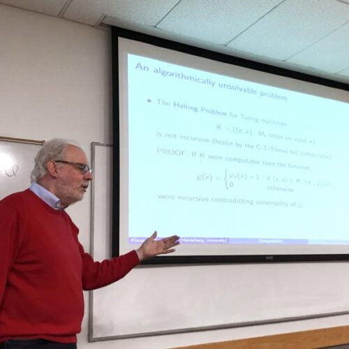Professor teaching mathematics.