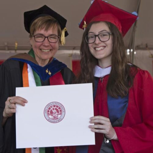 A student from class of 2017 graduating.