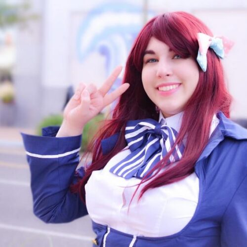 A student in a funimation cosplay.