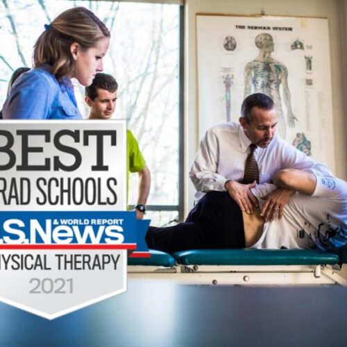 Instructor teaching physical therapy.