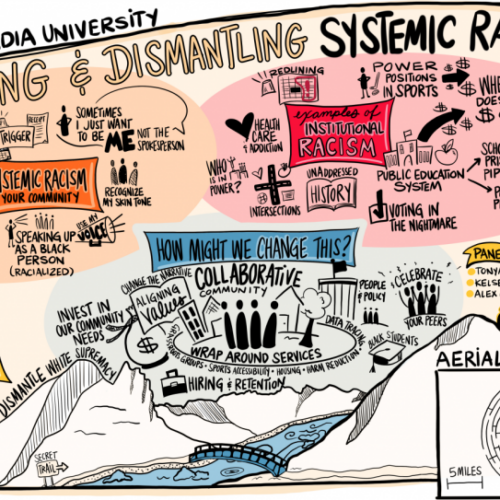 A graphic concept map of "Mapping and Dismantling Systemic Racism."