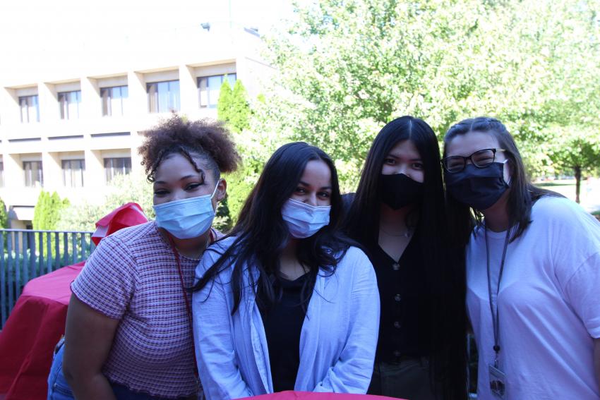 group shot of masked students