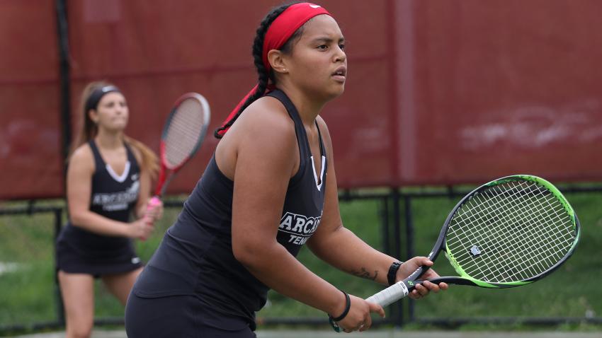 action shot of female tennis players