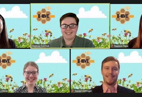 5 members of the B-Hive group on video conference
