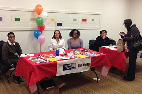 People representing United Way at tables.