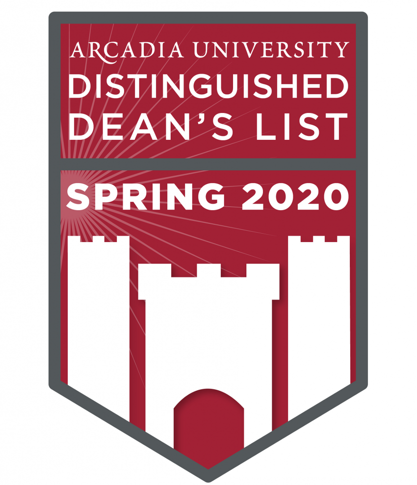 Arcadia University' Distinguished Dean's List, Spring 2020 Badge