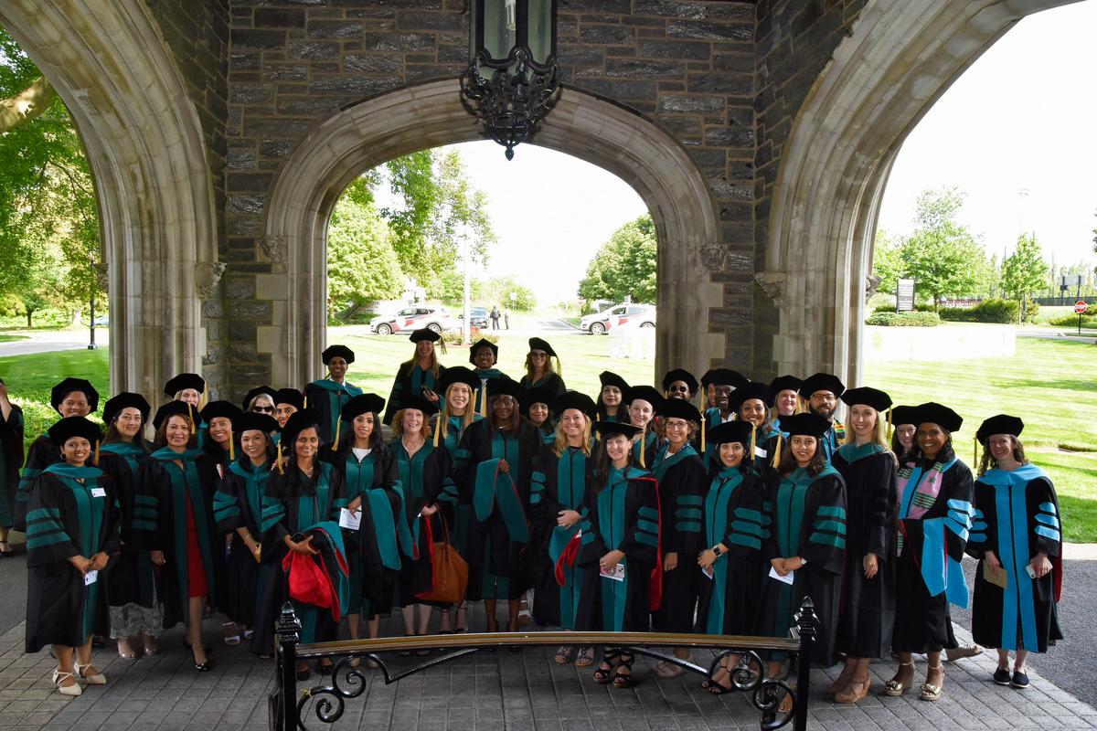 A group of graduates before the commencement ceremony