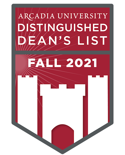 Arcadia University's Distinguished Dean's List for Fall 2021, Distinguished Honors Badge