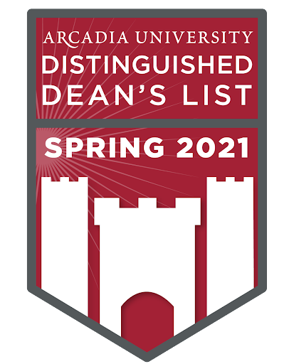 Arcadia University's Distinguished Dean's List for Fall 2021, Distinguished Honors Badge