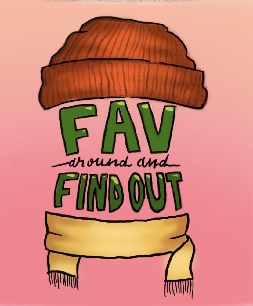 The logo of the "Fav Around and Find Out" beer.