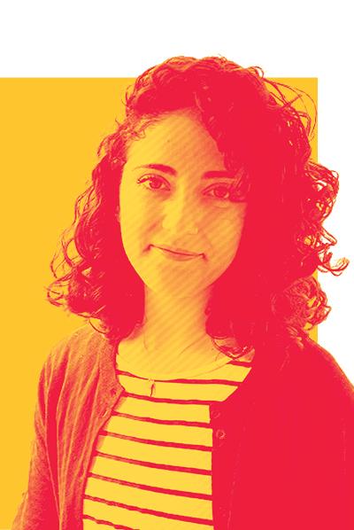 Isabela Secanechia ’17 in monochrome red and yellow