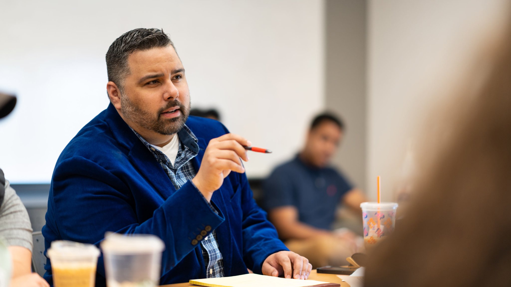 Favian Guertin-Martin teaches a criminal justice class.