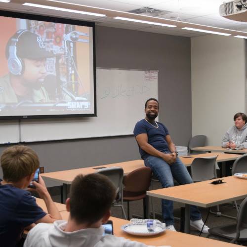 First-year students gathered for a seminar in a classroom