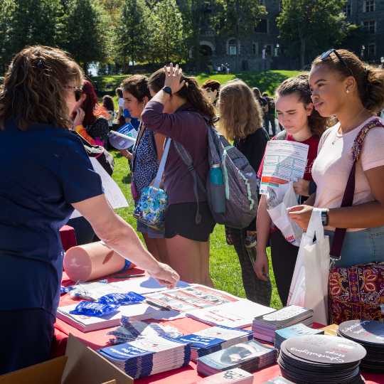 Students learn about Health and Wellness Services at the Health and Wellness Fair