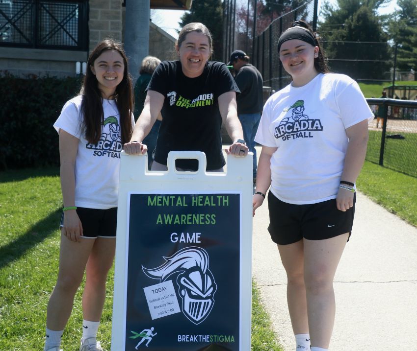 Abbey Finkell, Danielle Duffy, and Jackie Skalski at the April 2022 Mental Health Awareness game.