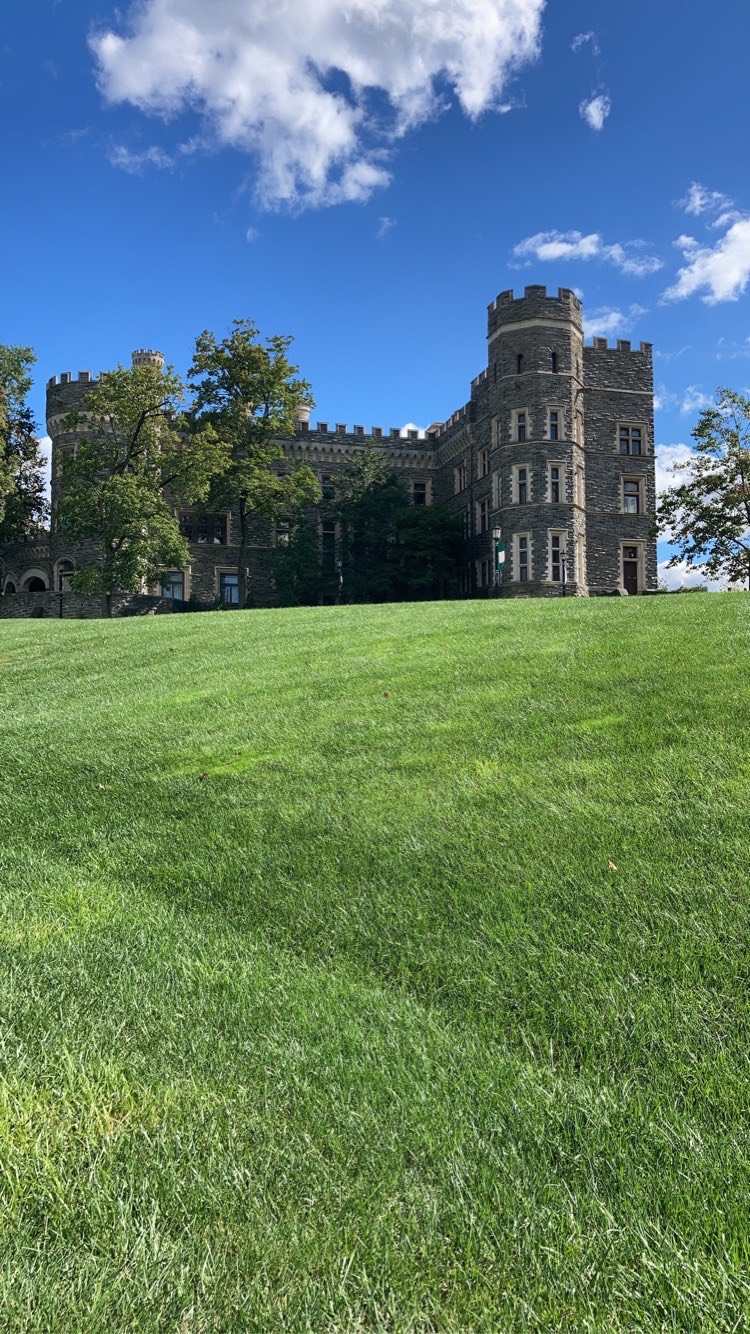 A photo of Grey Towers Castle on a sunny day