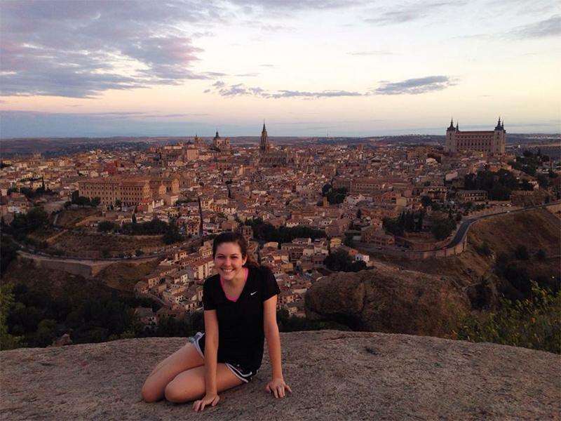 Alison ONeil with the city of Toledo, Spain, in the background