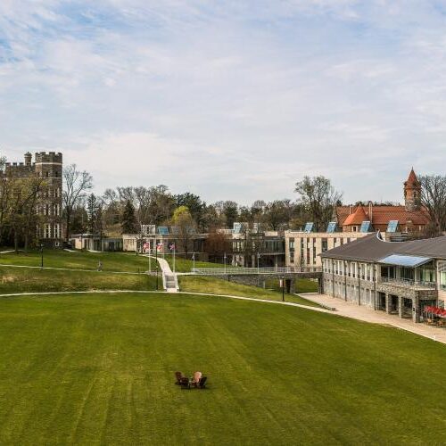 An image of Arcadia's campus from above Haber Green