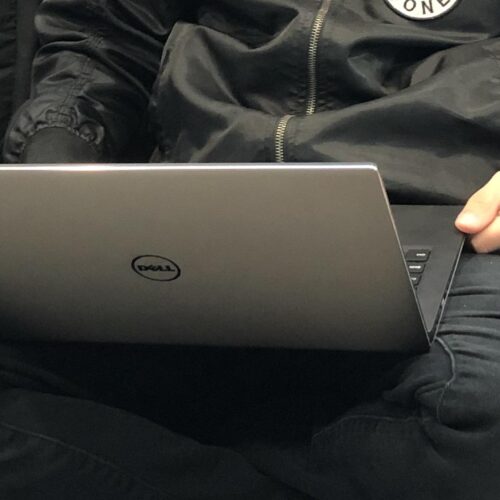 A laptop on someone's lap
