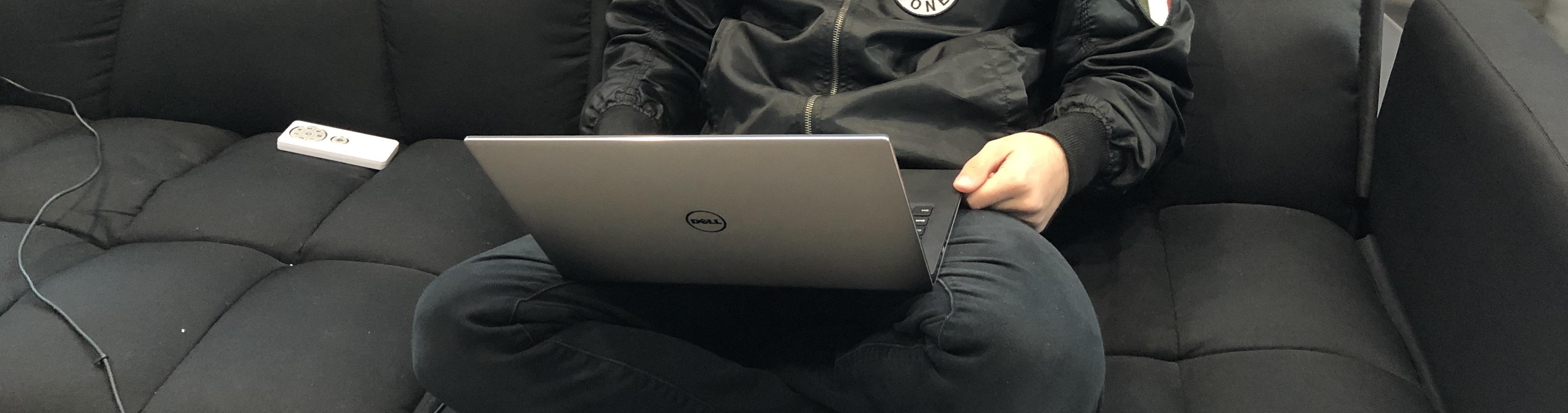 A laptop on someone's lap