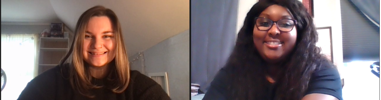 An online meeting between two women