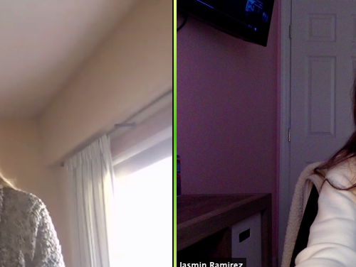 A Zoom call between Katherine Moore and Jasmin Ramirez