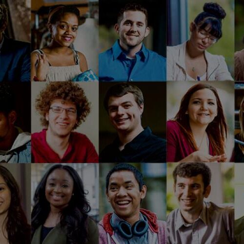 A banner of different student portrait photos