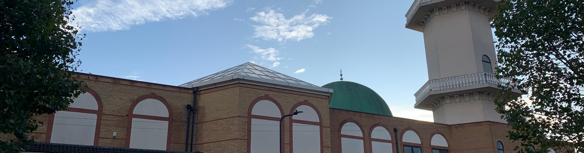 Photo of the top of a building with a green dome.