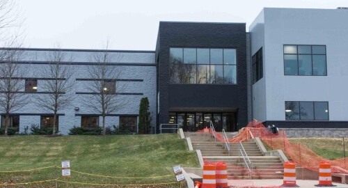 A wide shot of the Kuch Center under construction.