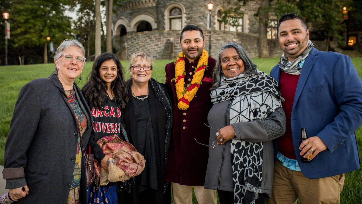 PresidentPreseident Ajay Nair stands with group in fron of Greys Tower Castle