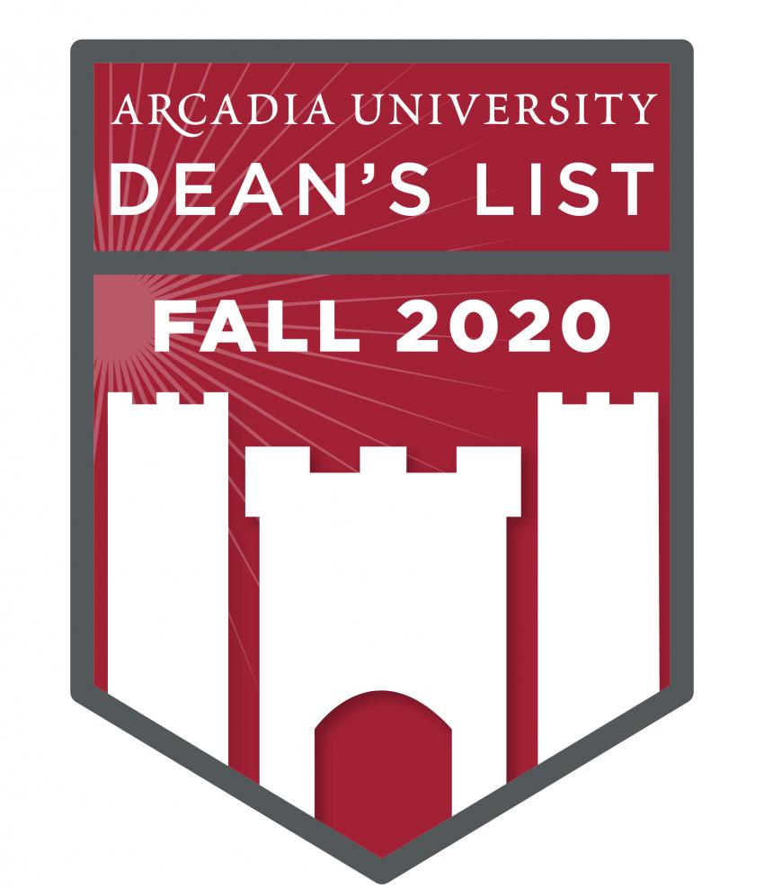 Arcadia University' Dean's List, Fall 2020 Badge