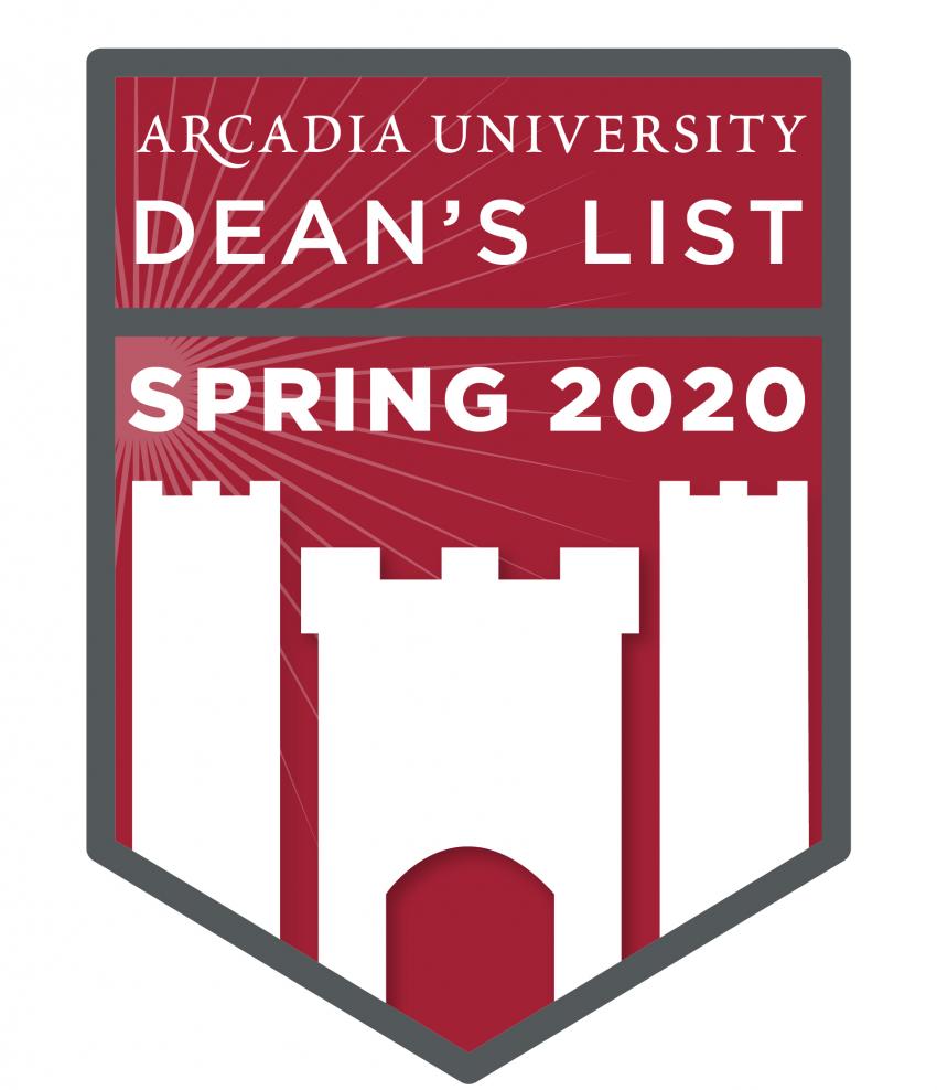 Arcadia University' Dean's List, Spring 2020 Badge