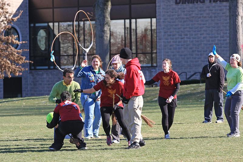 Arcadia University students play quidditch on Haber Green in 2008.