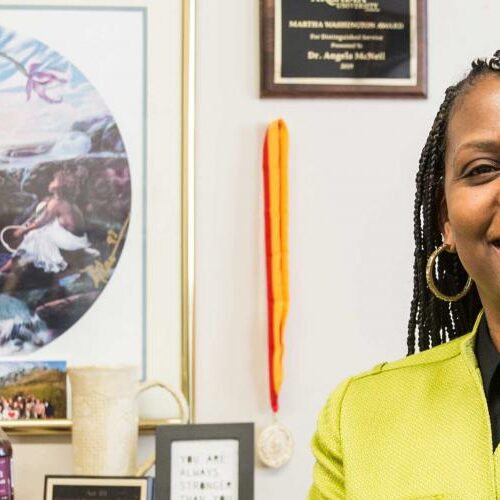 Portrait of Angela McNeil in her office