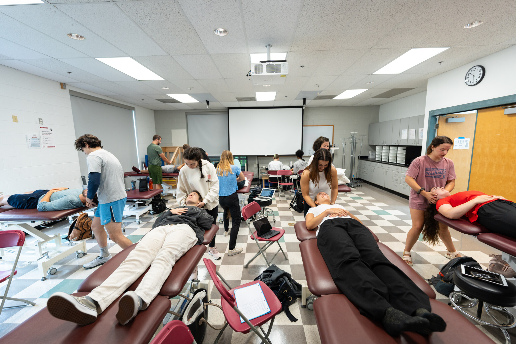 Students working with the Physical Therapy Department