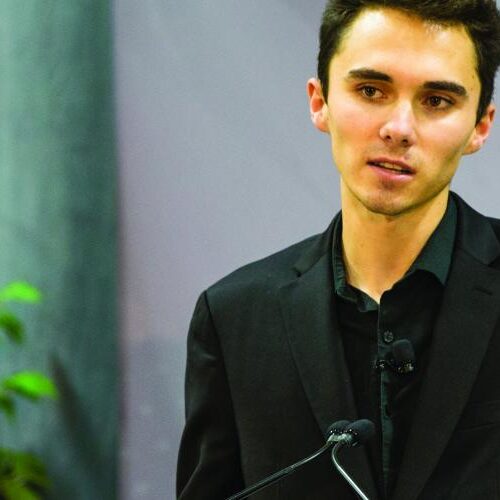 candid shot of David Hogg