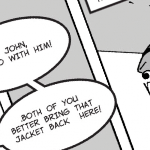 A snapshot of a comic strip of a mother disciplining her children