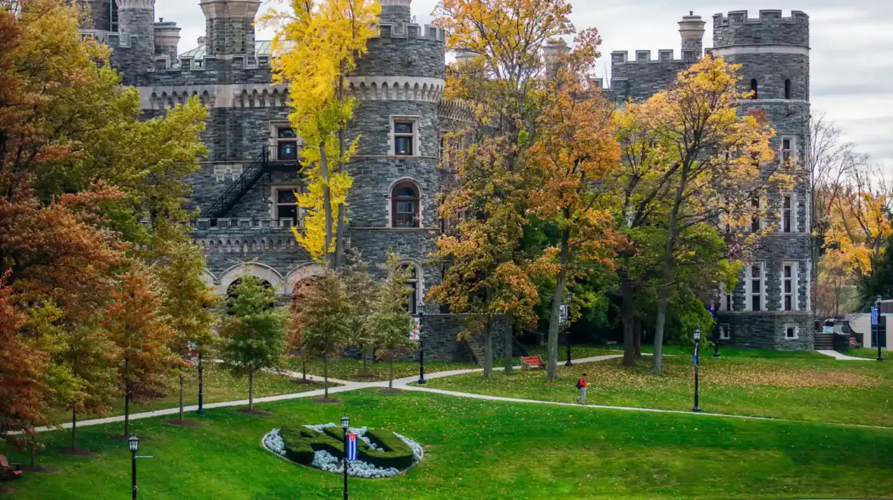 Greys Tower Castle in the Fall with AU topiary