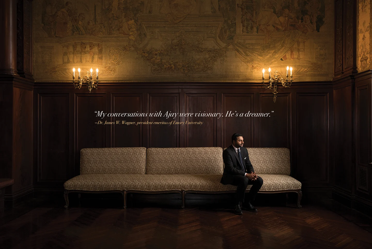 President Nair sitting in an elegant room inside Grey Towers.