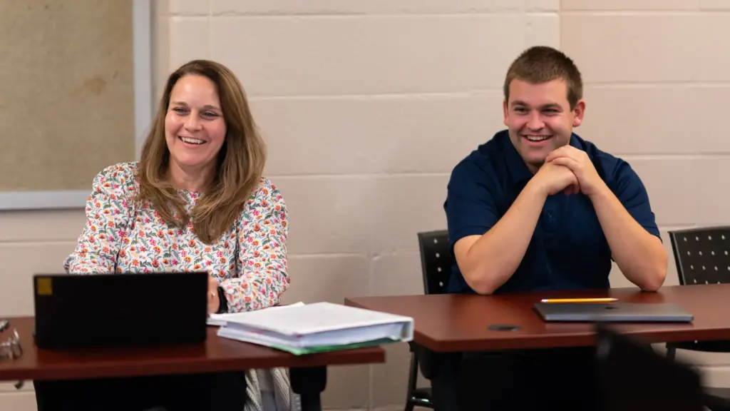 Students laugh in class