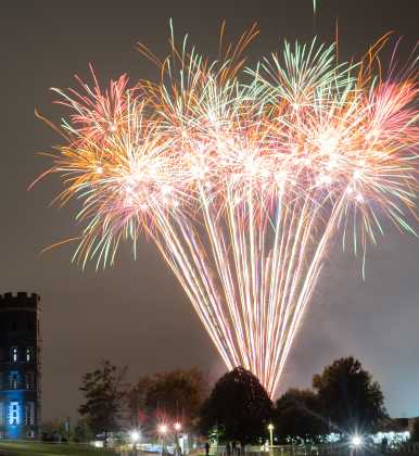 Homecoming fireworks show by the Grey Castle