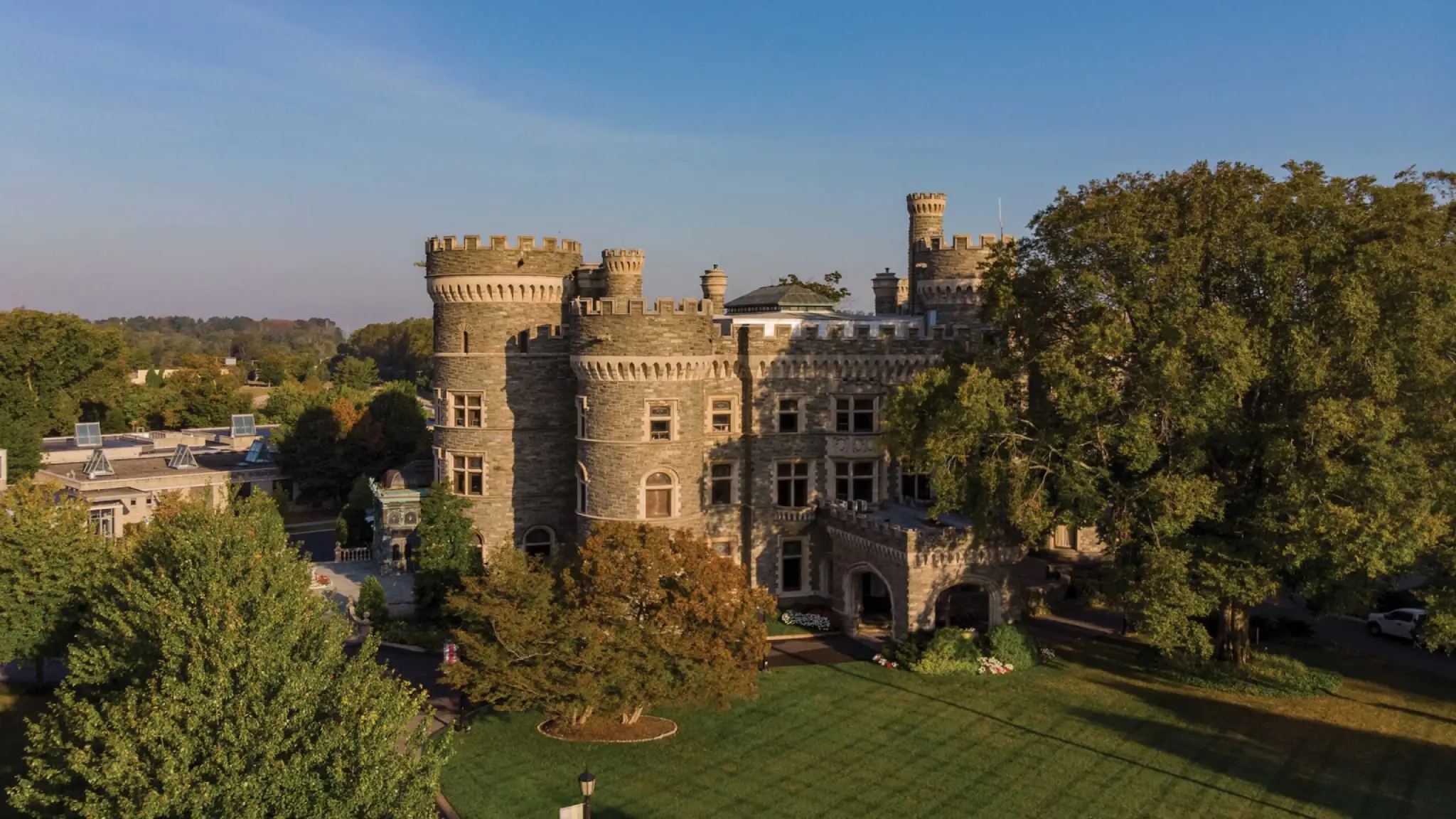 Grey Towers Castle during the day.