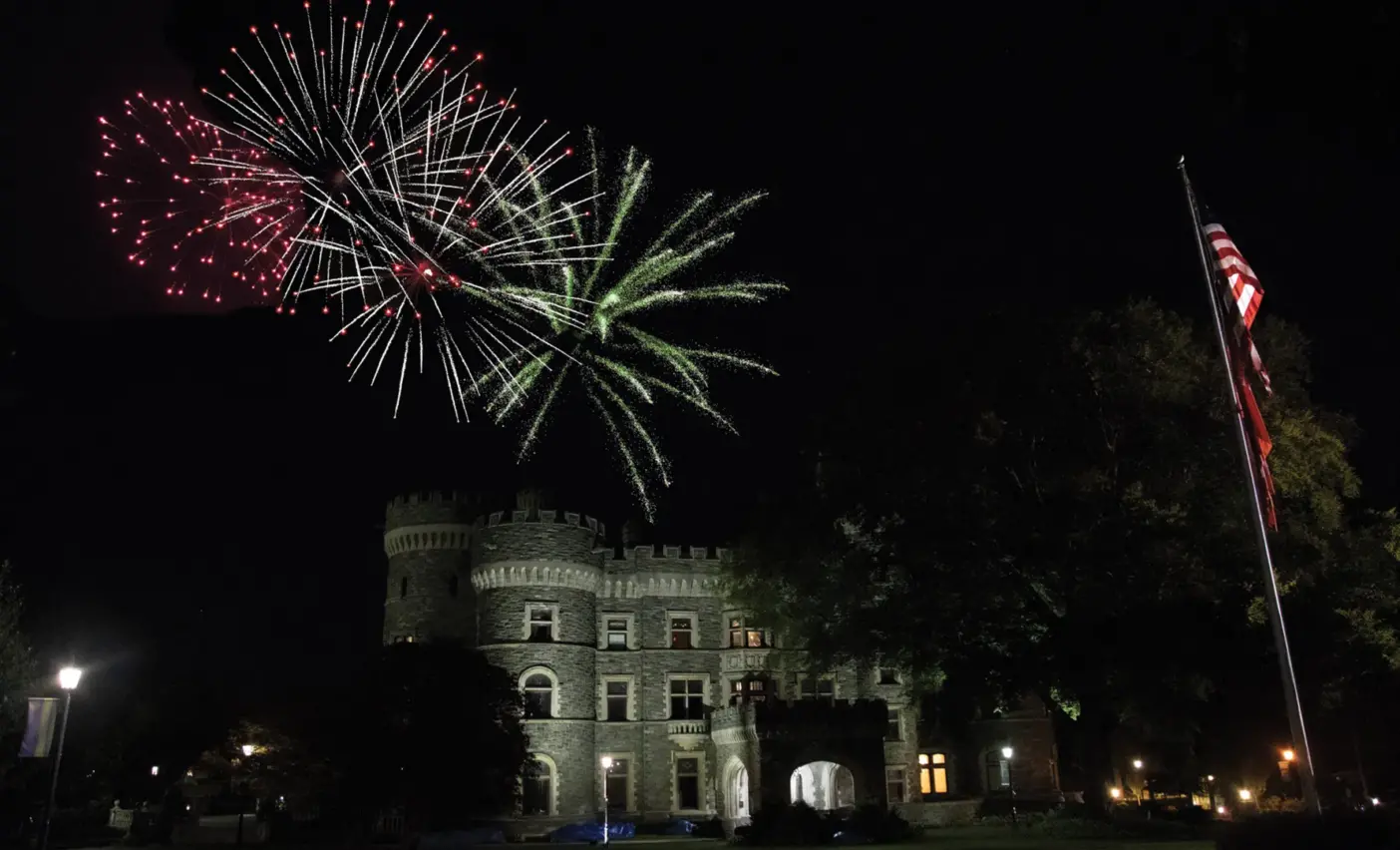 Fireworks show over the Greys Tower Castle.