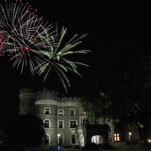 Fireworks show over the Greys Tower Castle.